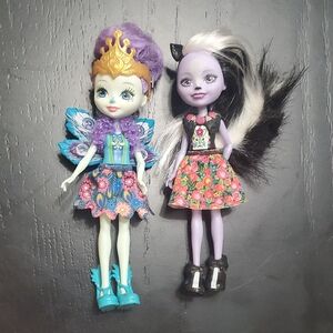 Mattel Enchantimals 6" Doll Lot - Patter Peacock & Sage Skunk